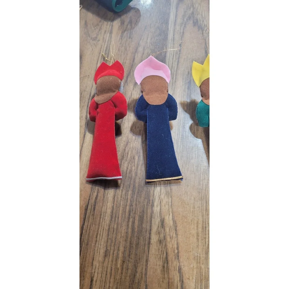 Vintage 3 Wisemen felt and fabric ornaments